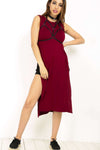 Leona Basic Jersey Side Split Maxi Tshirt Dress - bejealous-com
