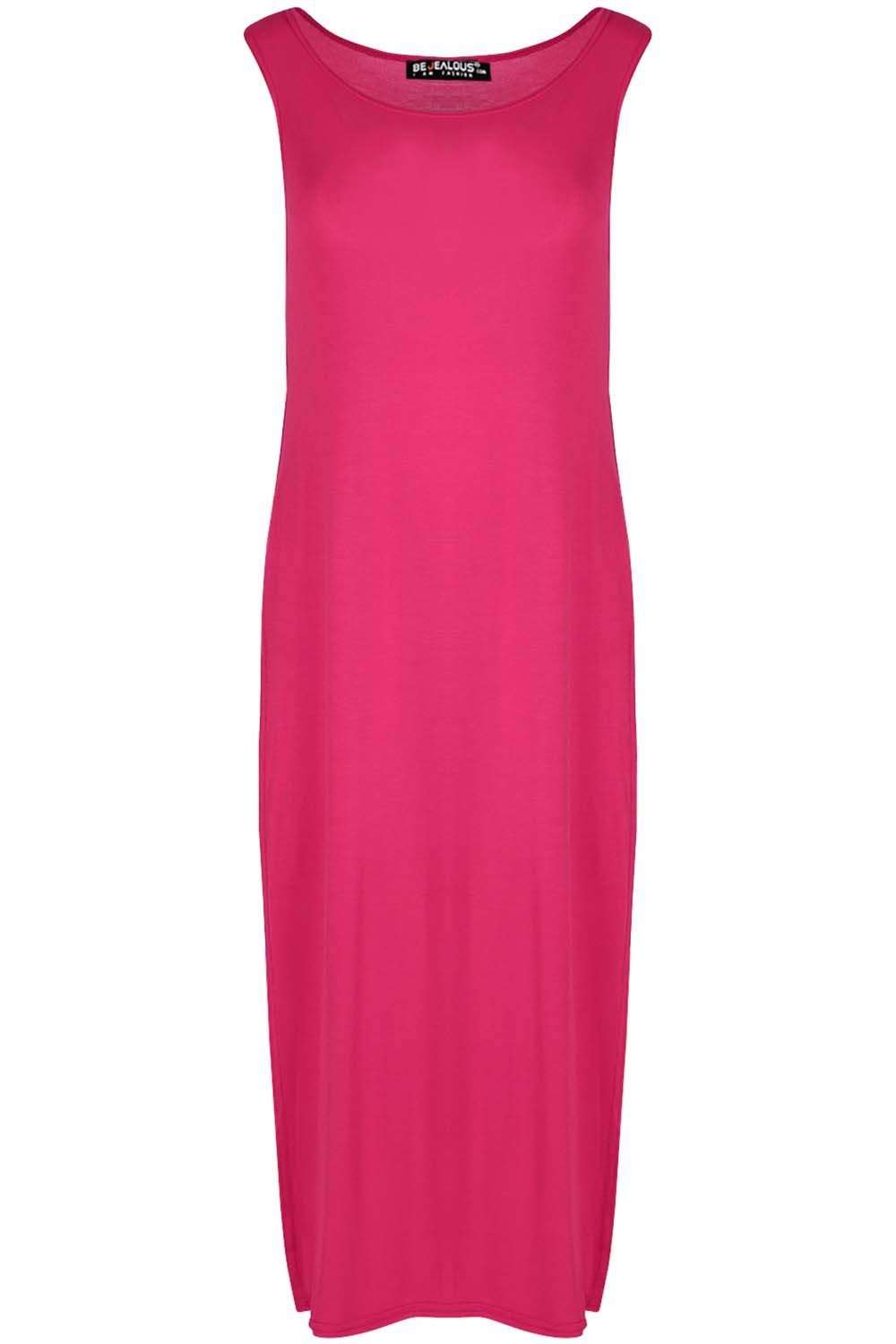 Leona Basic Jersey Side Split Maxi Tshirt Dress - bejealous-com