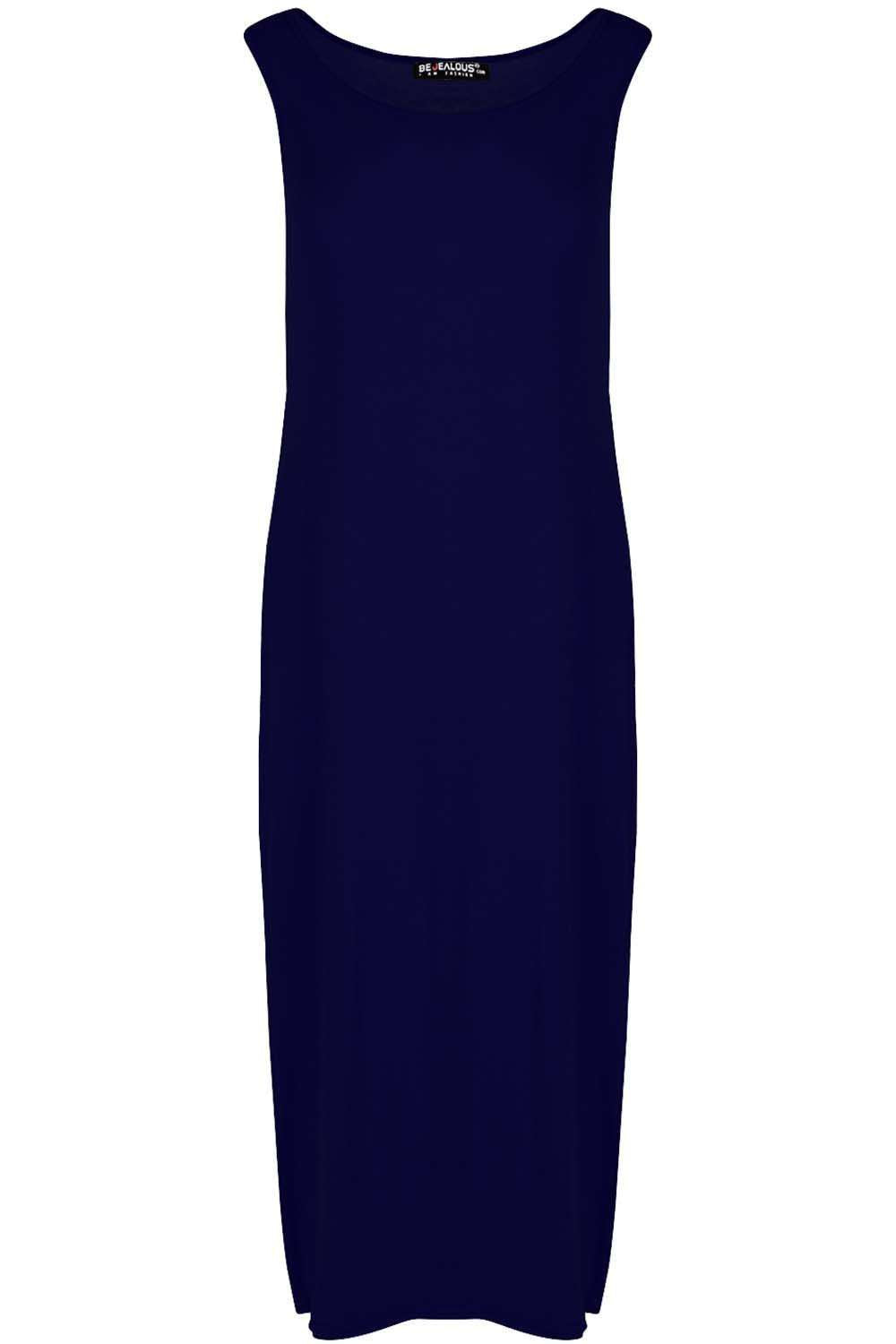 Leona Basic Jersey Side Split Maxi Tshirt Dress - bejealous-com