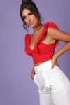 Lexi Frilly Plunge Neck Crop Top - bejealous-com