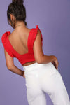 Lexi Frilly Plunge Neck Crop Top - bejealous-com