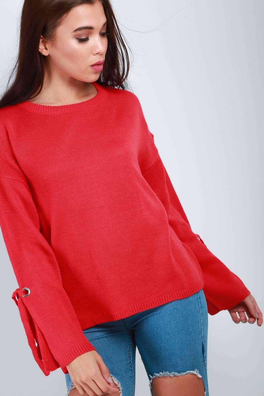 Lexi Lace Up Sleeve Jumper - bejealous-com