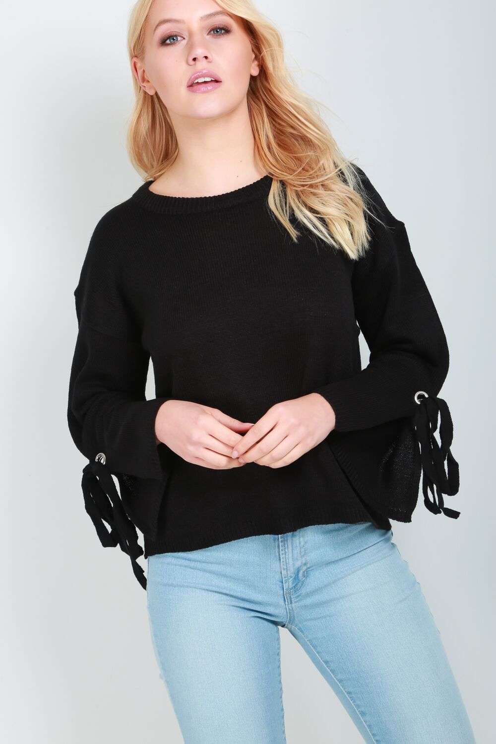 Lexi Lace Up Sleeve Jumper - bejealous-com