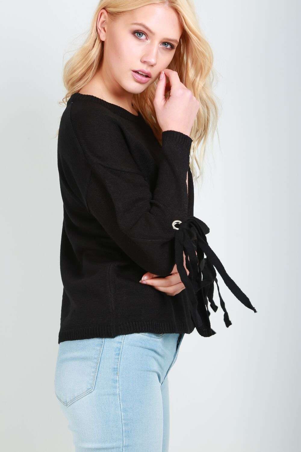Lexi Lace Up Sleeve Jumper - bejealous-com