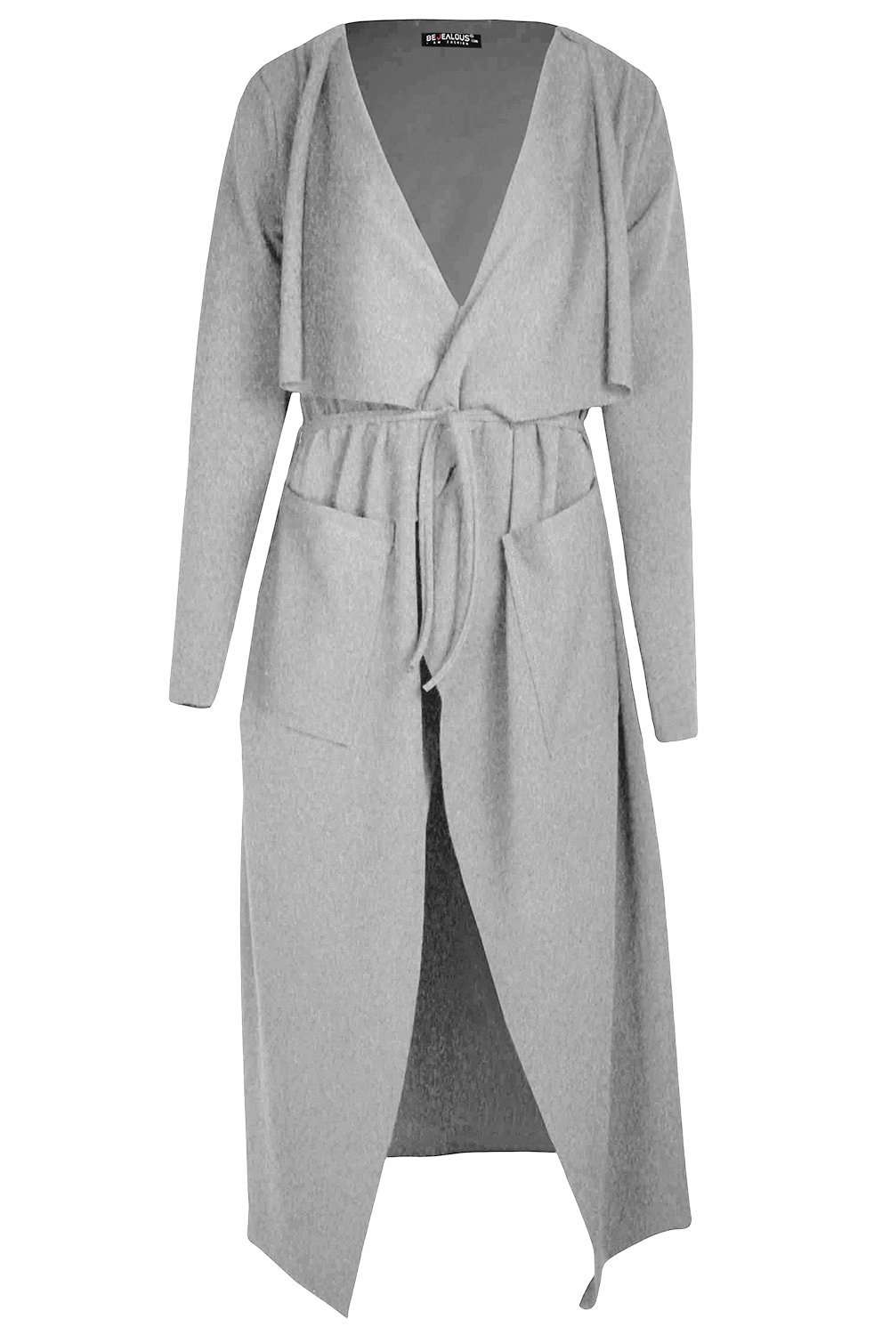 Lexi Long Sleeve Belted Waterfall Jacket - bejealous-com