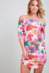 Lexi Strapless Floral Curved Hem Mini Dress - bejealous-com