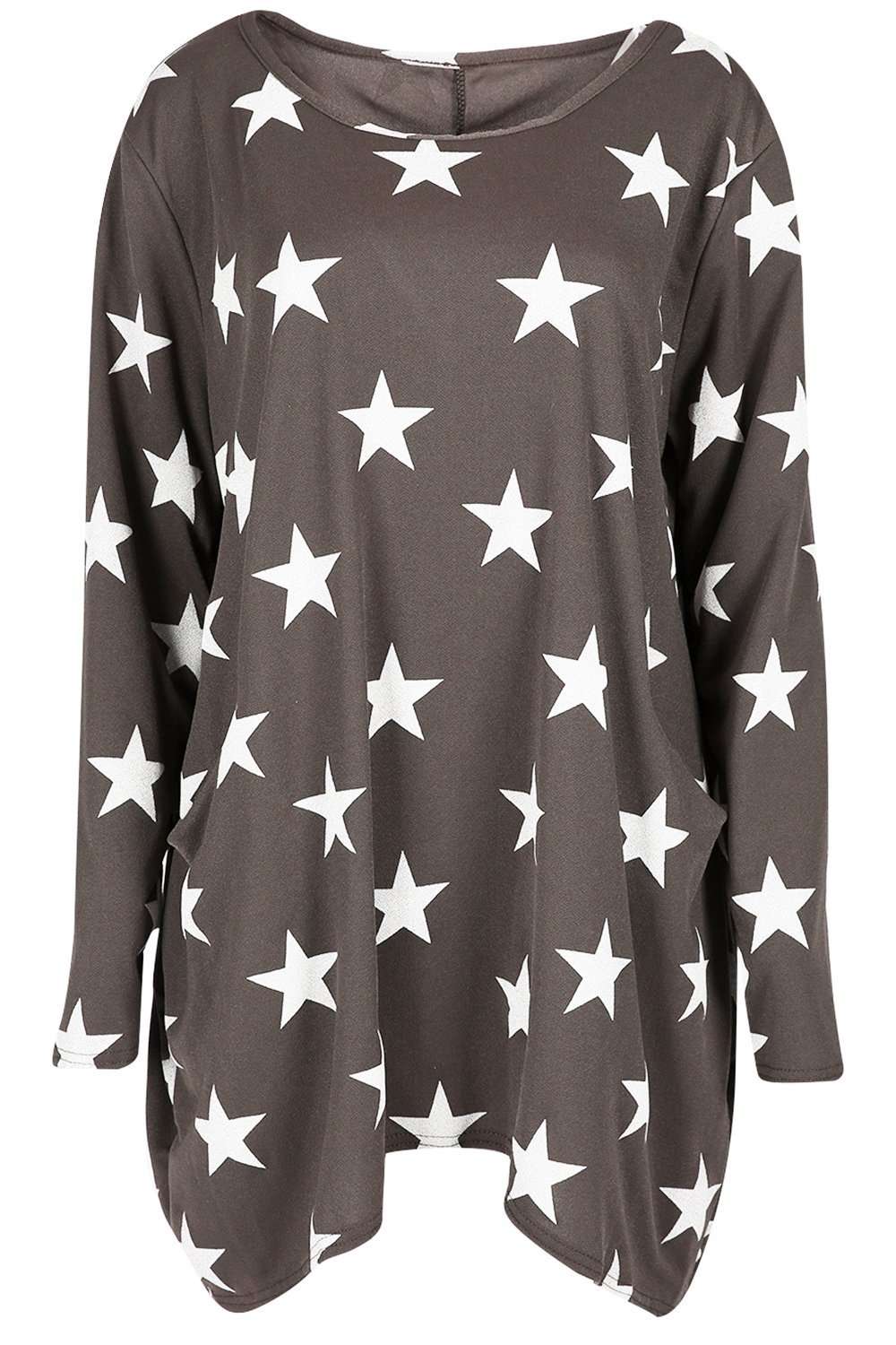 Lexie Dipped Hem Star Graphic Print Jumper Dress - bejealous-com