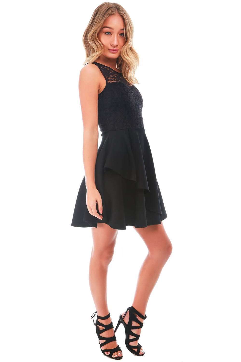 Lexie Tiered Frill Lace Mini Skater Dress - bejealous-com