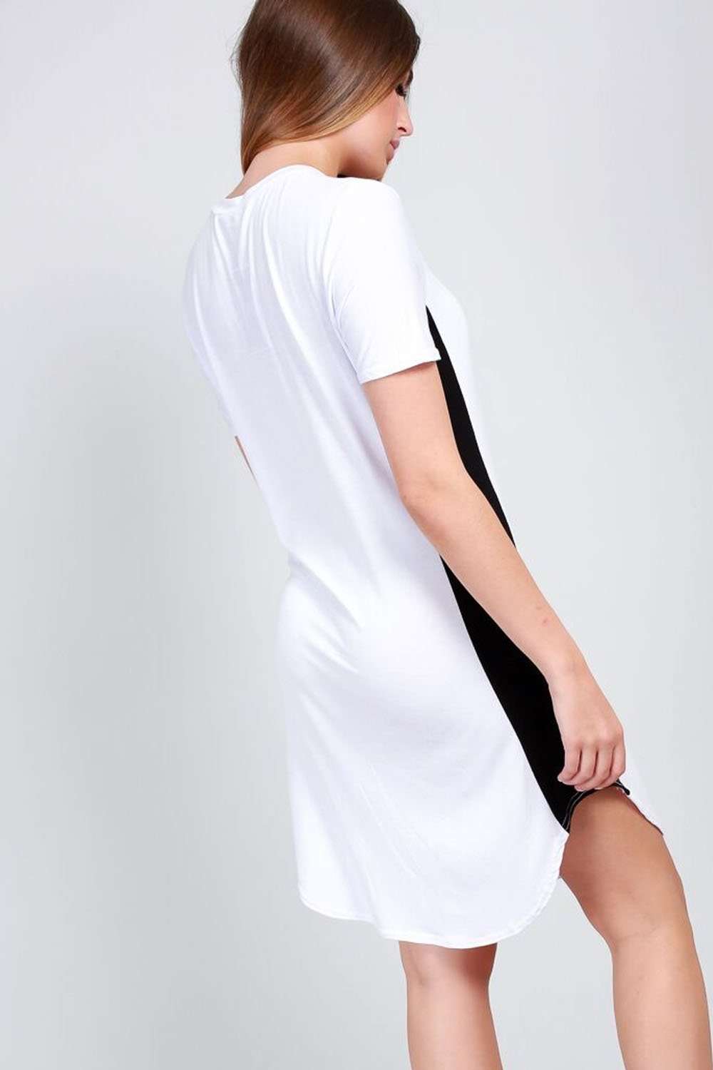 Lexy Monochrome Paneled Tshirt Dress - bejealous-com