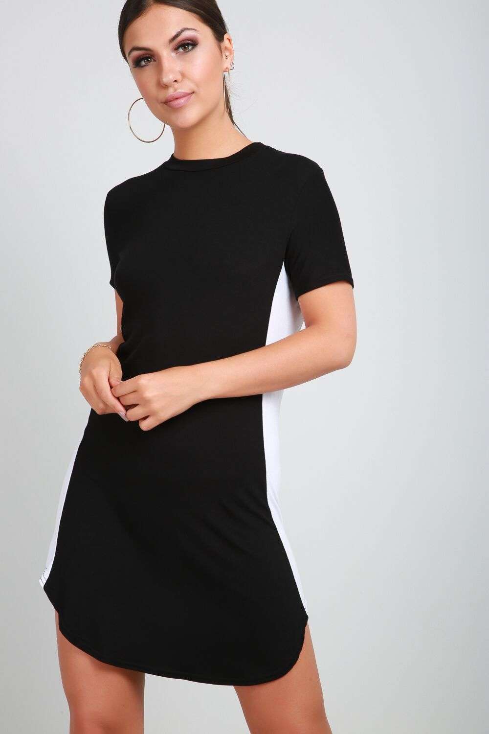 Lexy Monochrome Paneled Tshirt Dress - bejealous-com