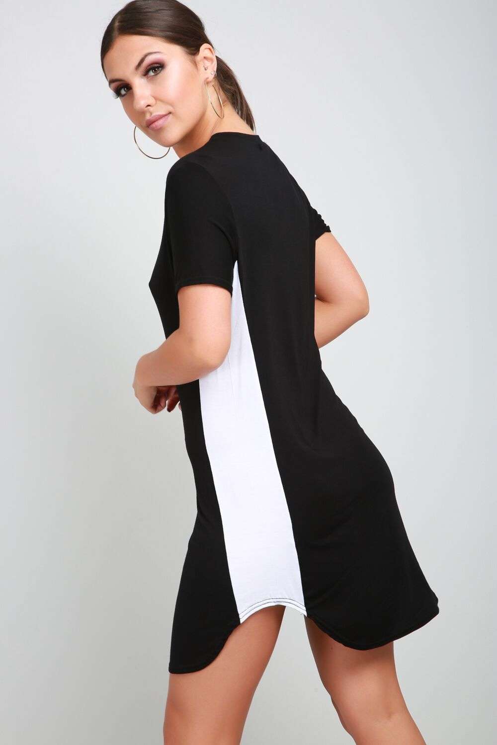 Lexy Monochrome Paneled Tshirt Dress - bejealous-com