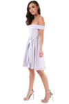 Lilac Off Shoulder Belted Wrap Mini Swing Dress - bejealous-com