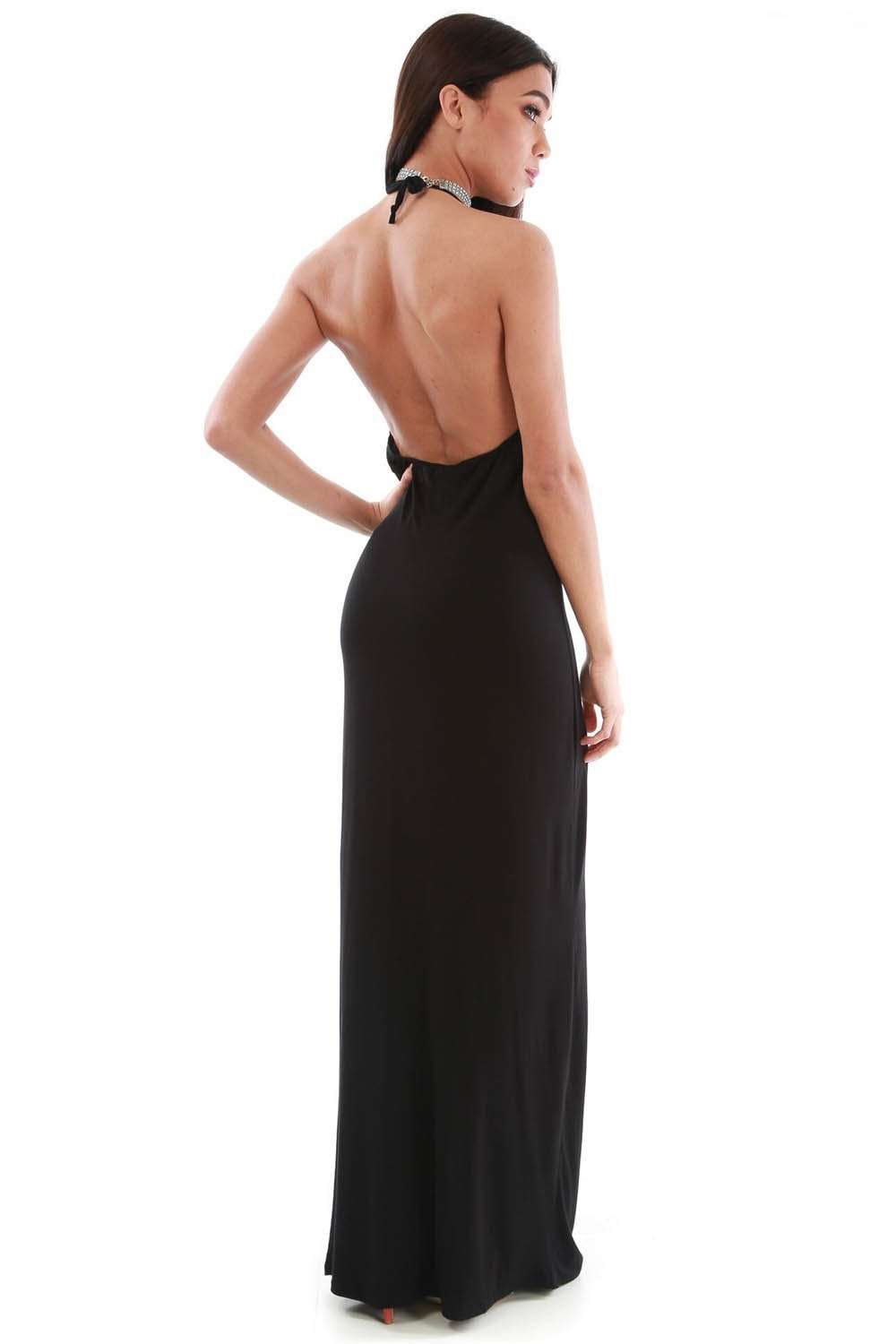 Lillie Basic Jersey Halterneck Maxi Dress - bejealous-com