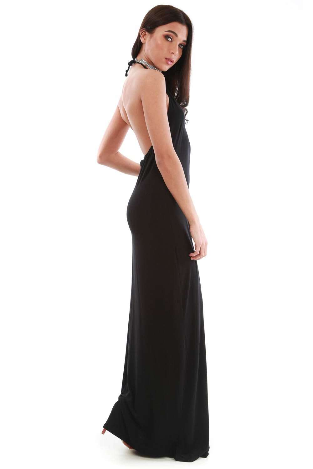 Lillie Basic Jersey Halterneck Maxi Dress - bejealous-com