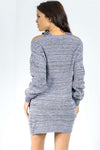 Cold Shoulder Beige Knitted Jumper Dress - bejealous-com