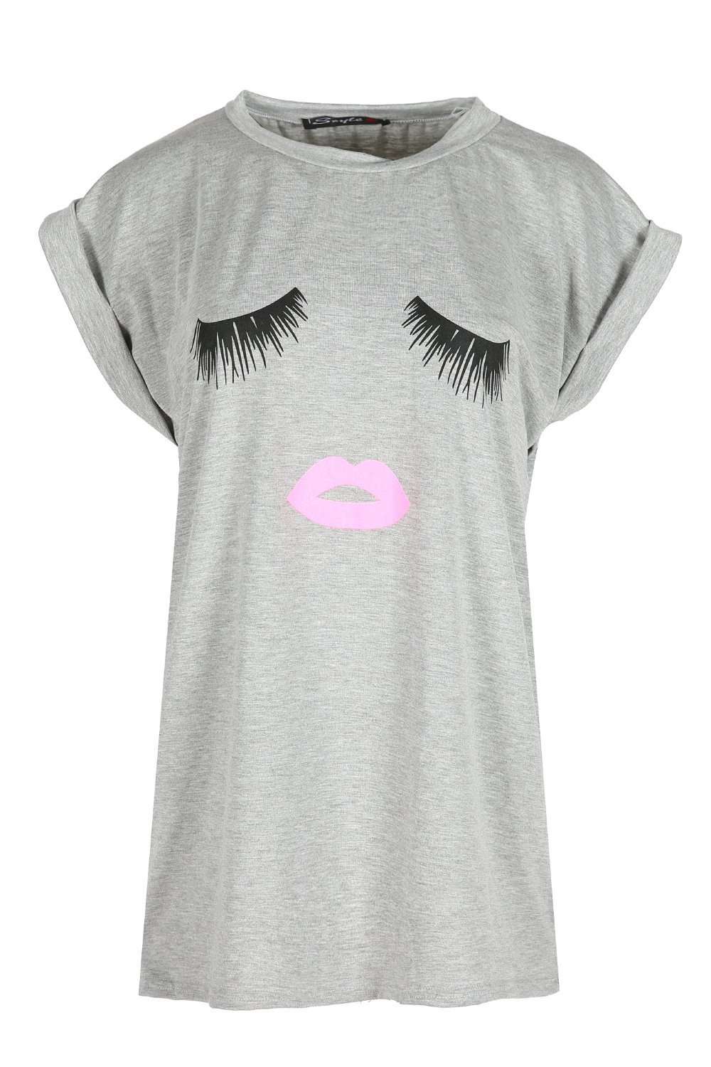 Lillie Lashes Graphic Print Oversized Tshirt - bejealous-com