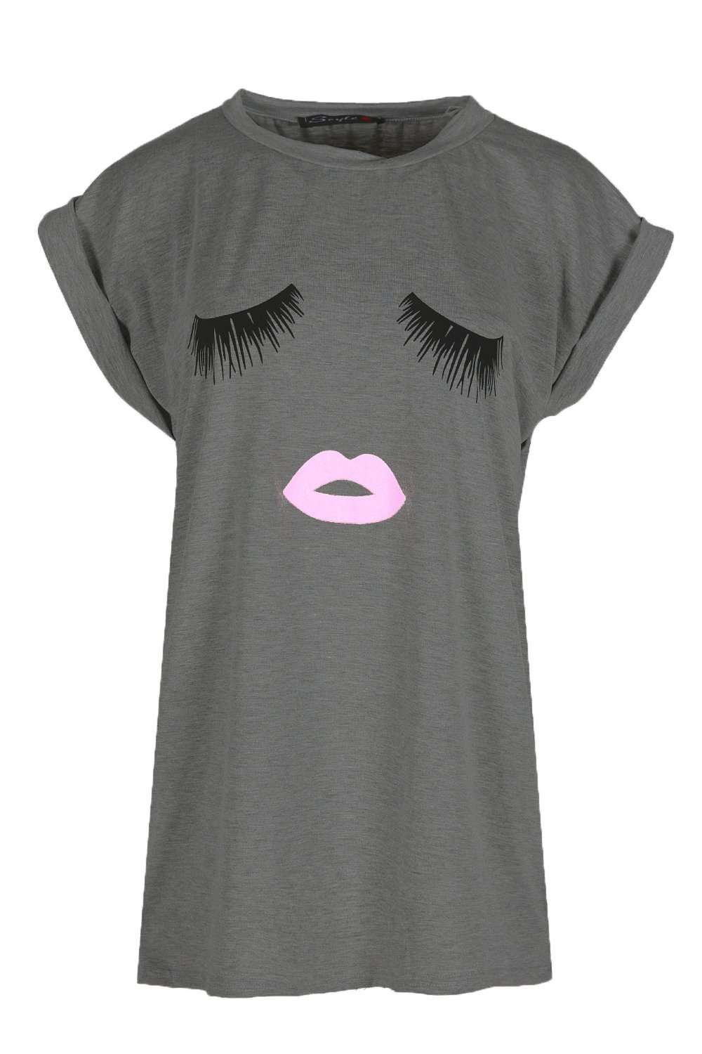 Lillie Lashes Graphic Print Oversized Tshirt - bejealous-com