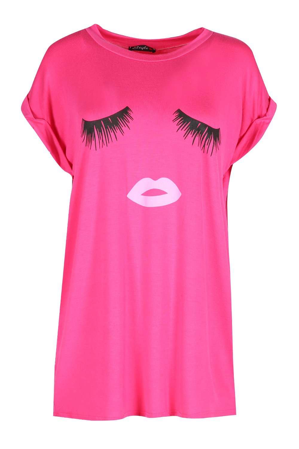 Lillie Lashes Graphic Print Oversized Tshirt - bejealous-com