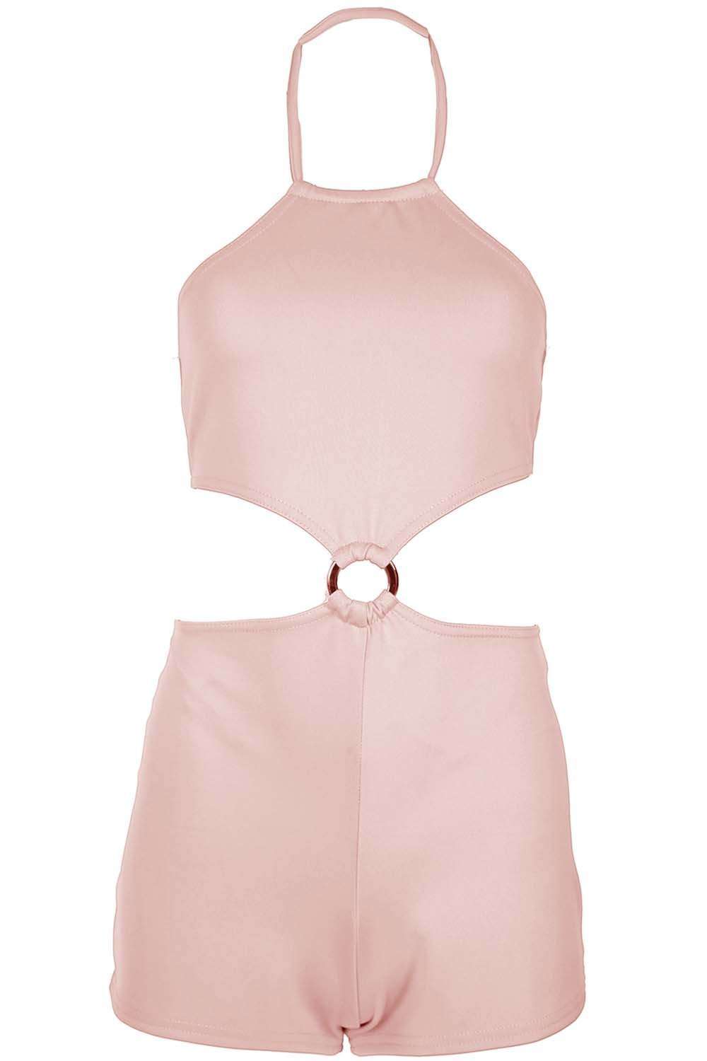 Lillie Strappy Halterneck Cut Out Playsuit - bejealous-com