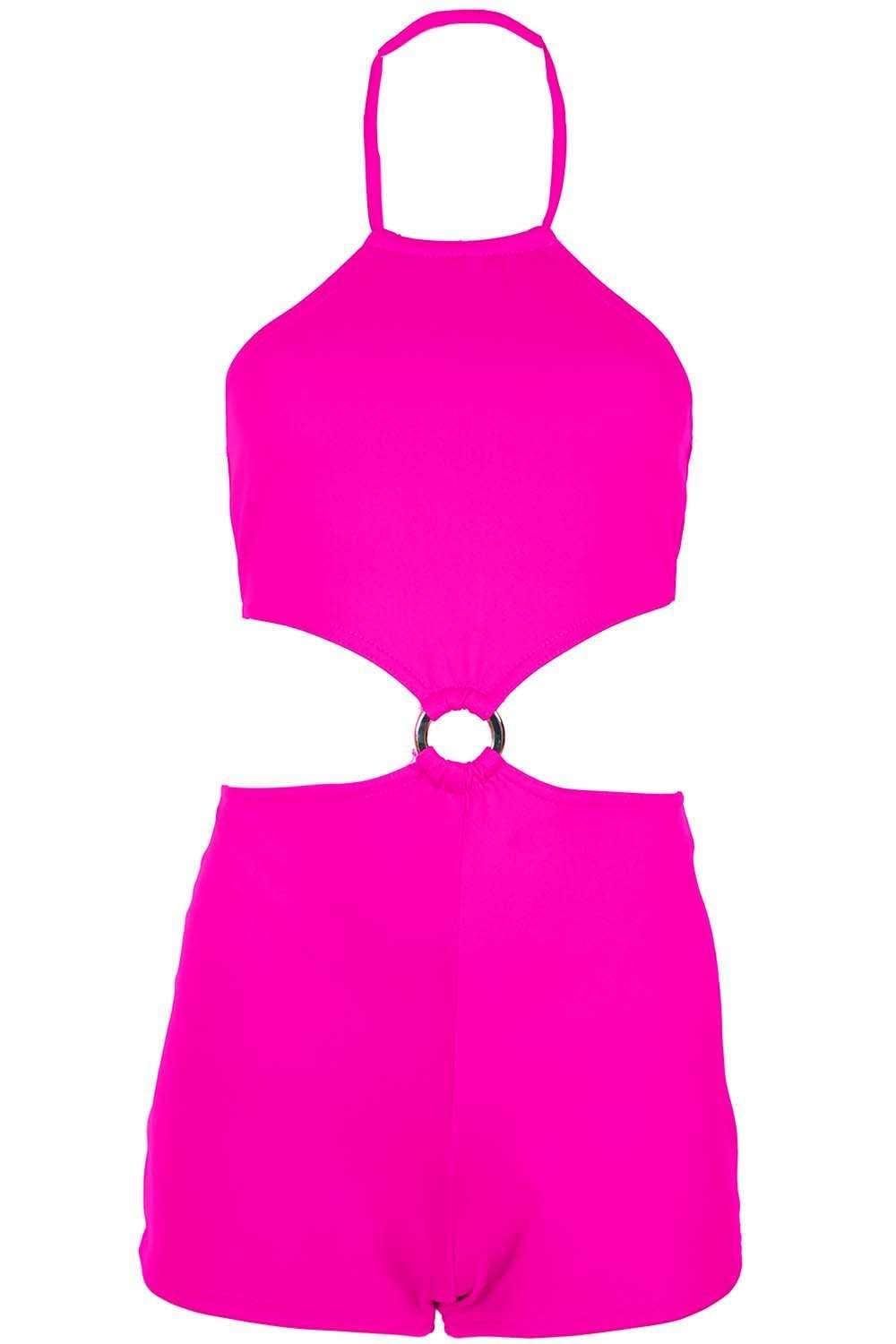 Lillie Strappy Halterneck Cut Out Playsuit - bejealous-com