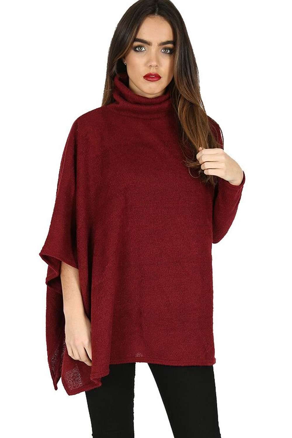 Lilly Roll Neck Knitted Bat Wing Top - bejealous-com