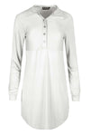 Long Sleeve Blue Mini Shirt Dress - bejealous-com