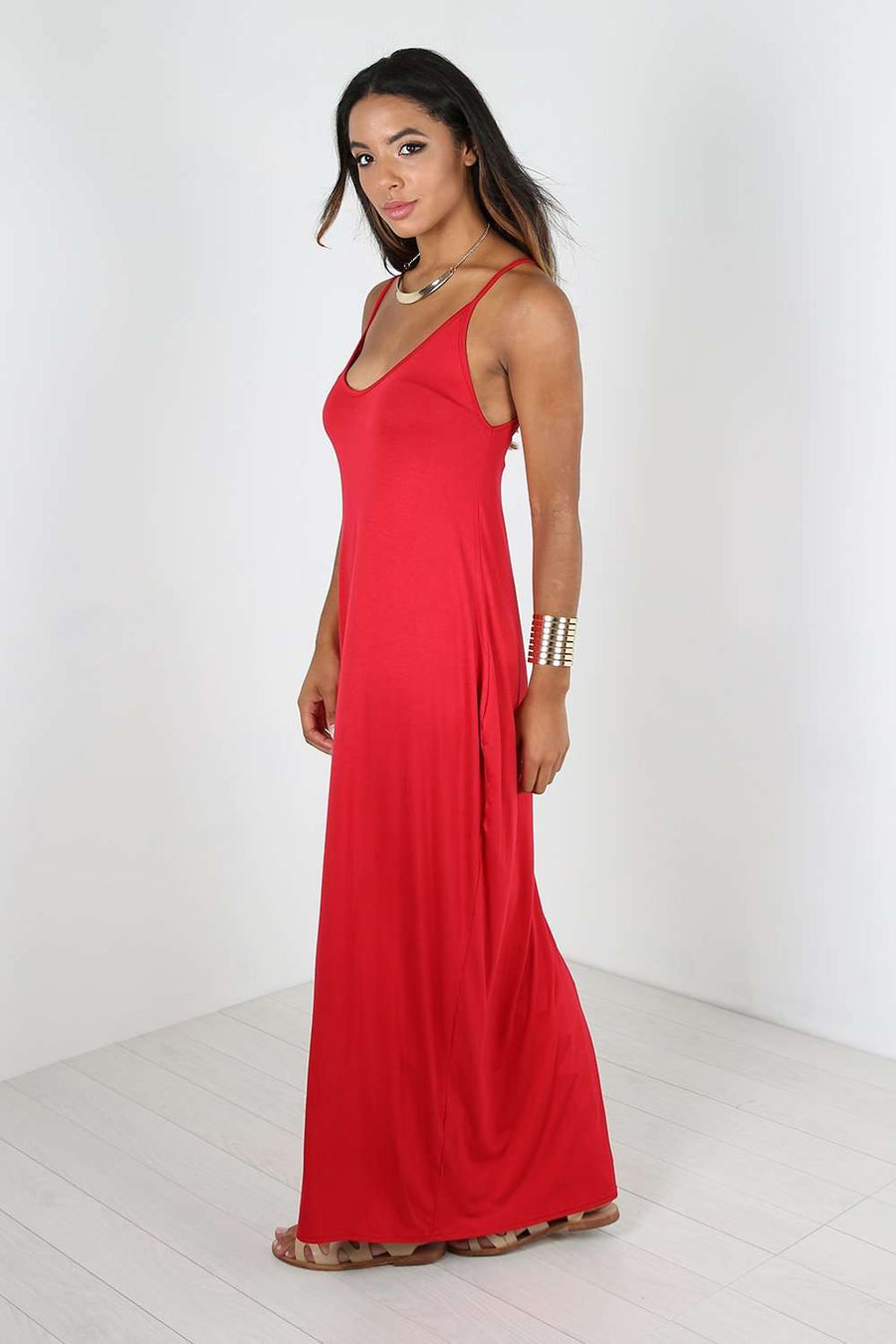 Lola Strappy Draped Jersey Maxi Dress - bejealous-com