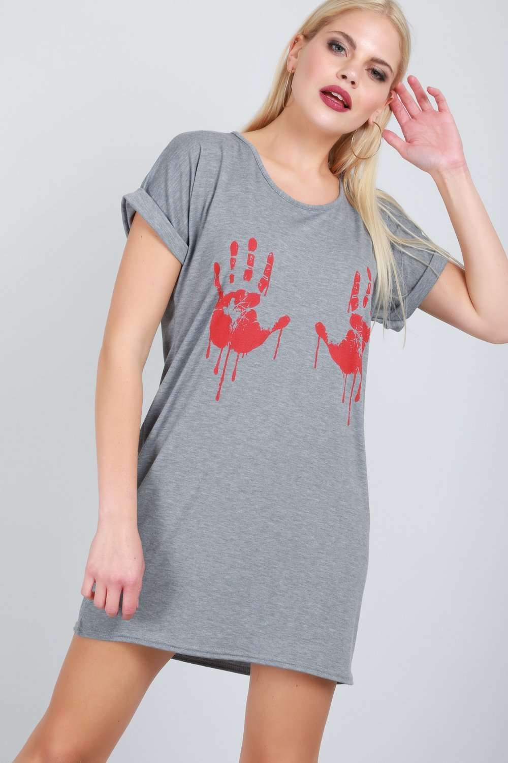 Blood Graphic Print Halloween Tshirt Dress - bejealous-com