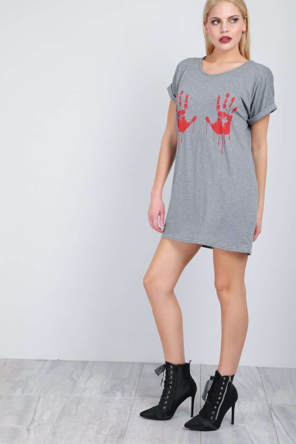 Blood Graphic Print Halloween Tshirt Dress - bejealous-com