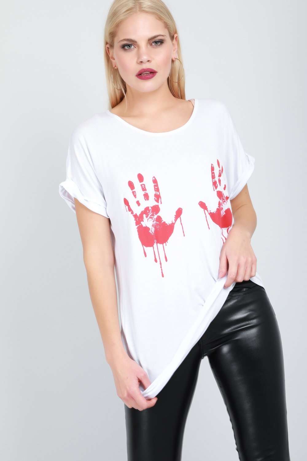 Blood Graphic Print Halloween Tshirt Dress - bejealous-com