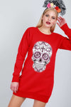 Long Sleeve Candy Skull Sweater Dress - bejealous-com