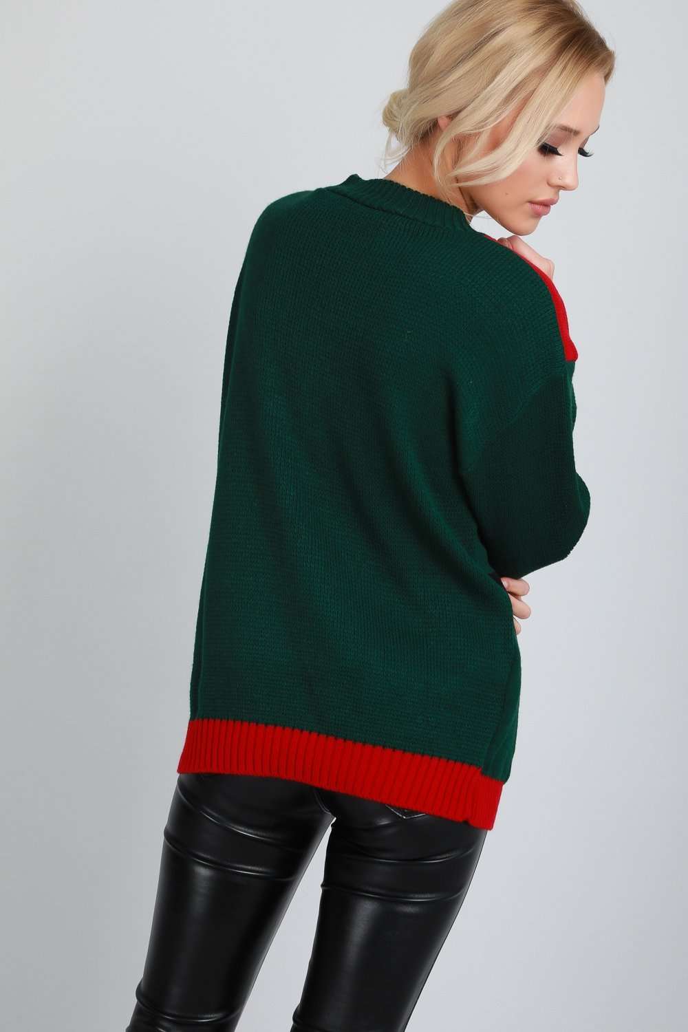 Long Sleeve Christmas Elf Costume Oversized Knitted Jumper - bejealous-com