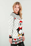 Long Sleeve Christmas Penguin Oversized Knitted Jumper - bejealous-com