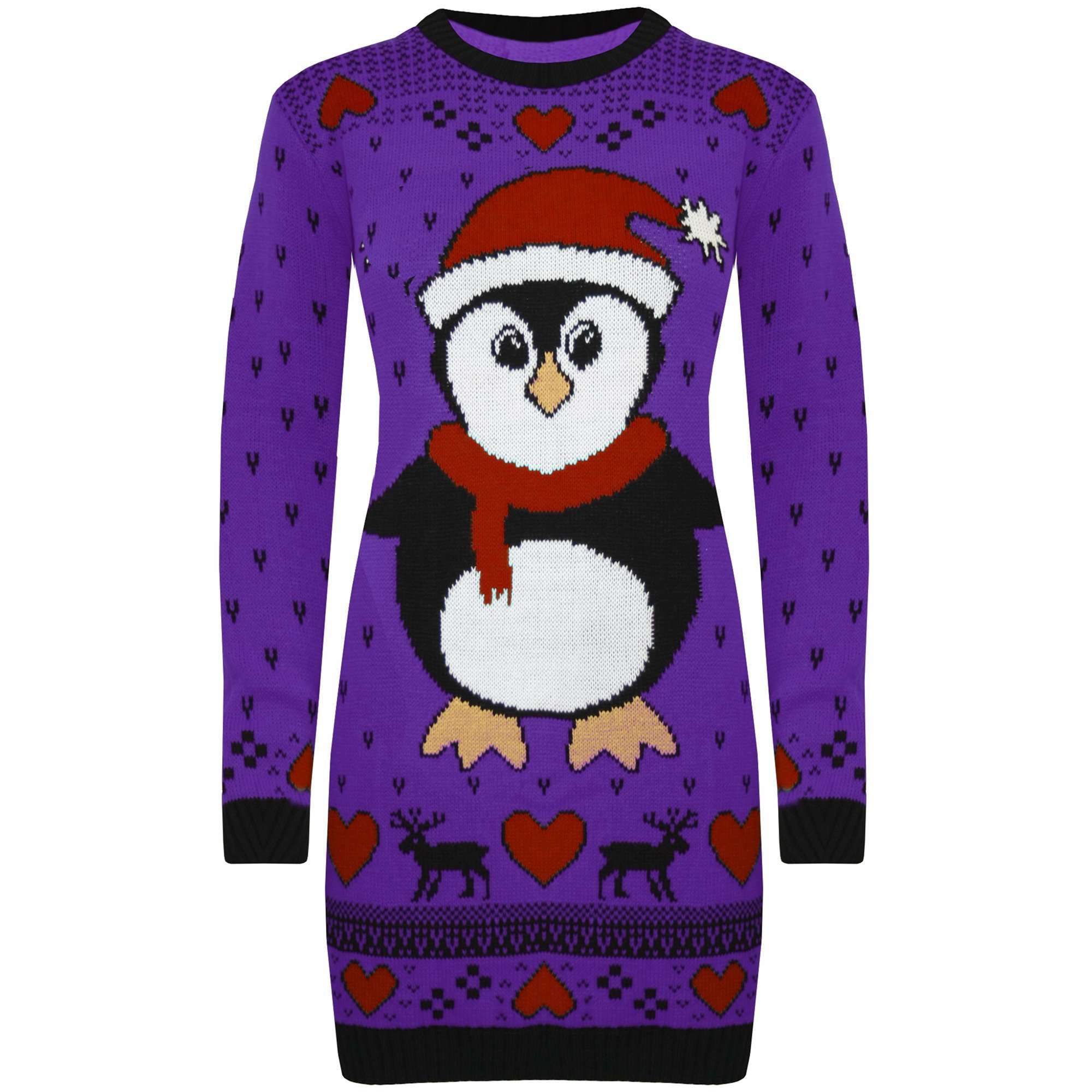 Long Sleeve Christmas Penguin Oversized Knitted Jumper - bejealous-com