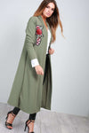 Long Sleeve Floral Embroidered Floaty Jacket - bejealous-com