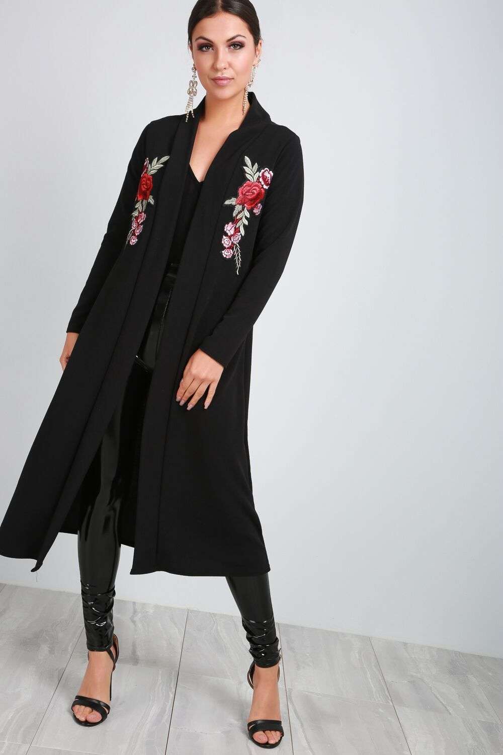 Long Sleeve Floral Embroidered Floaty Jacket - bejealous-com