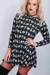 Long Sleeve Halloween Print Swing Dress - bejealous-com