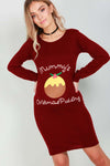 Long Sleeve Mummy's Christmas Pudding Maternity Dress - bejealous-com
