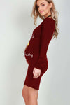 Long Sleeve Mummy's Christmas Pudding Maternity Dress - bejealous-com