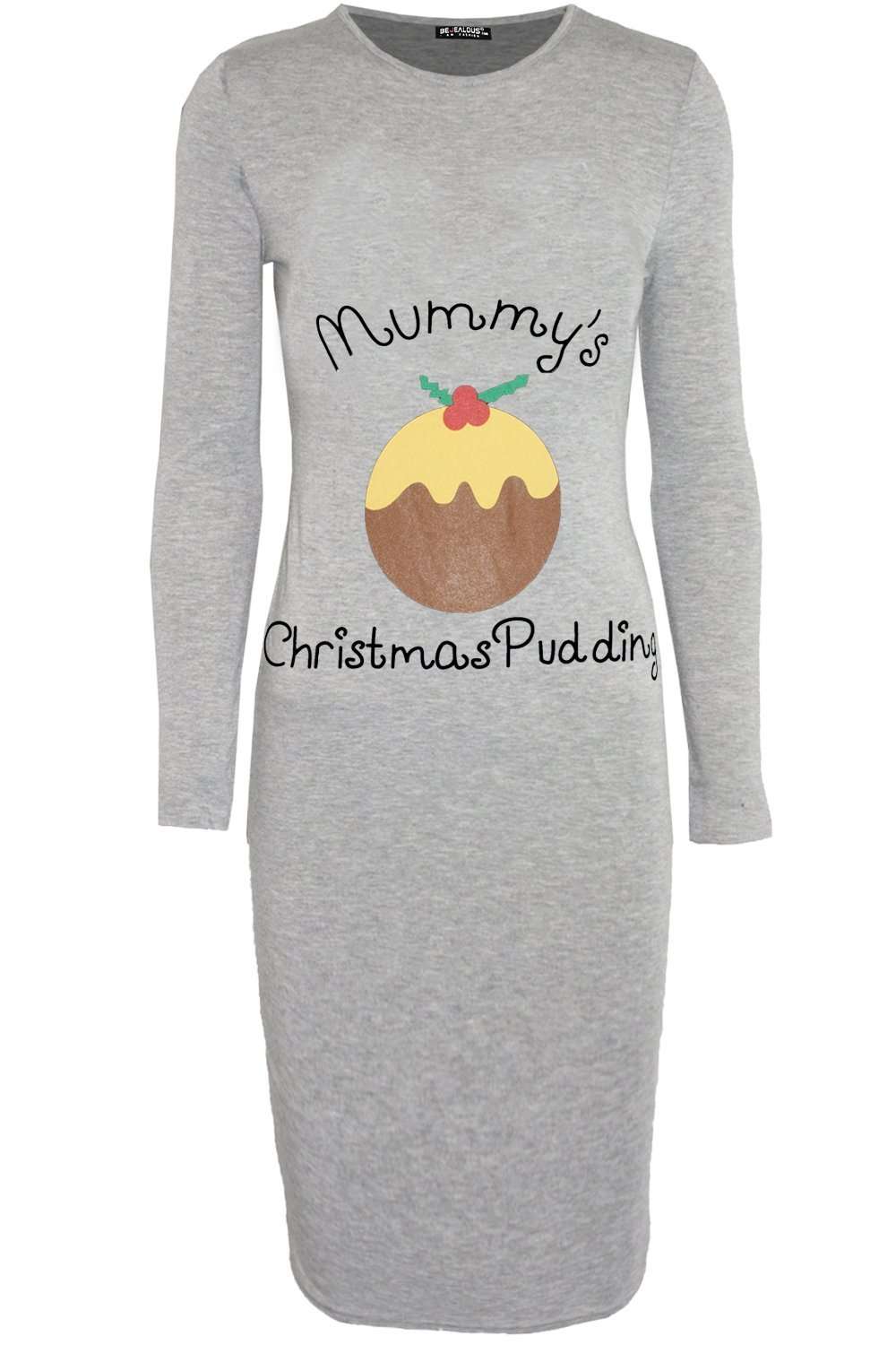 Long Sleeve Mummy's Christmas Pudding Maternity Dress - bejealous-com