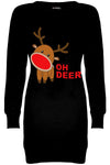 Long Sleeve Reindeer Print Oversized Sweater Dress - bejealous-com
