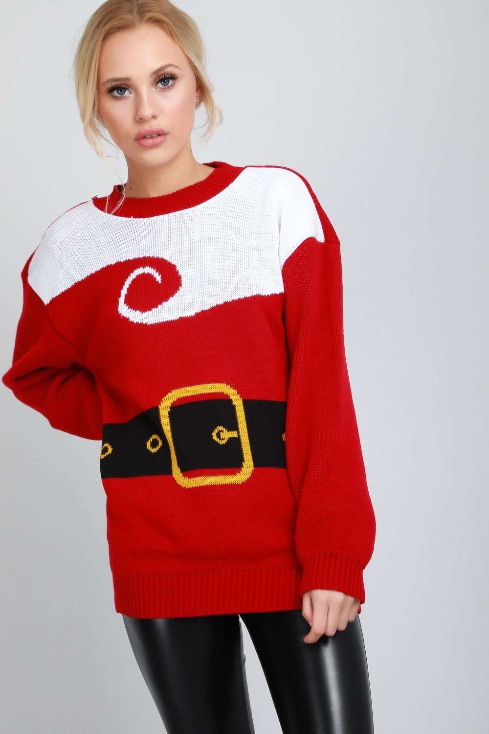 Long Sleeve Santa Costume Oversized Knitted Jumper - bejealous-com