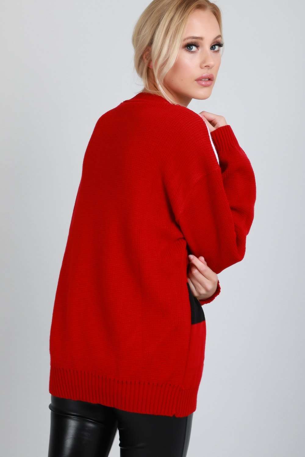 Long Sleeve Santa Costume Oversized Knitted Jumper - bejealous-com