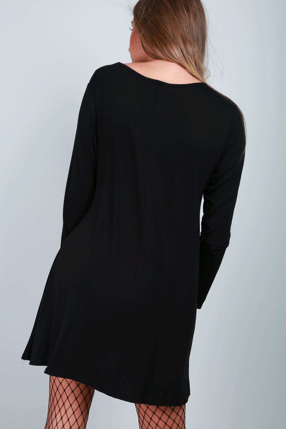 Long Sleeve Scary Pumpkin Swing Dress - bejealous-com