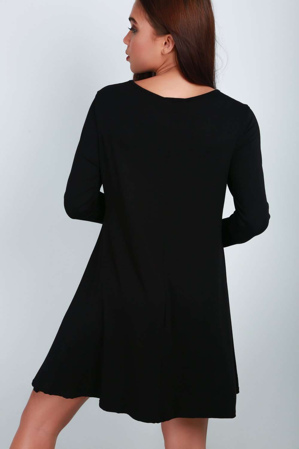 Long Sleeve Skeleton Print Skater Dress - bejealous-com