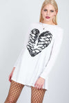 Long Sleeve Skeleton Print Swing Dress - bejealous-com