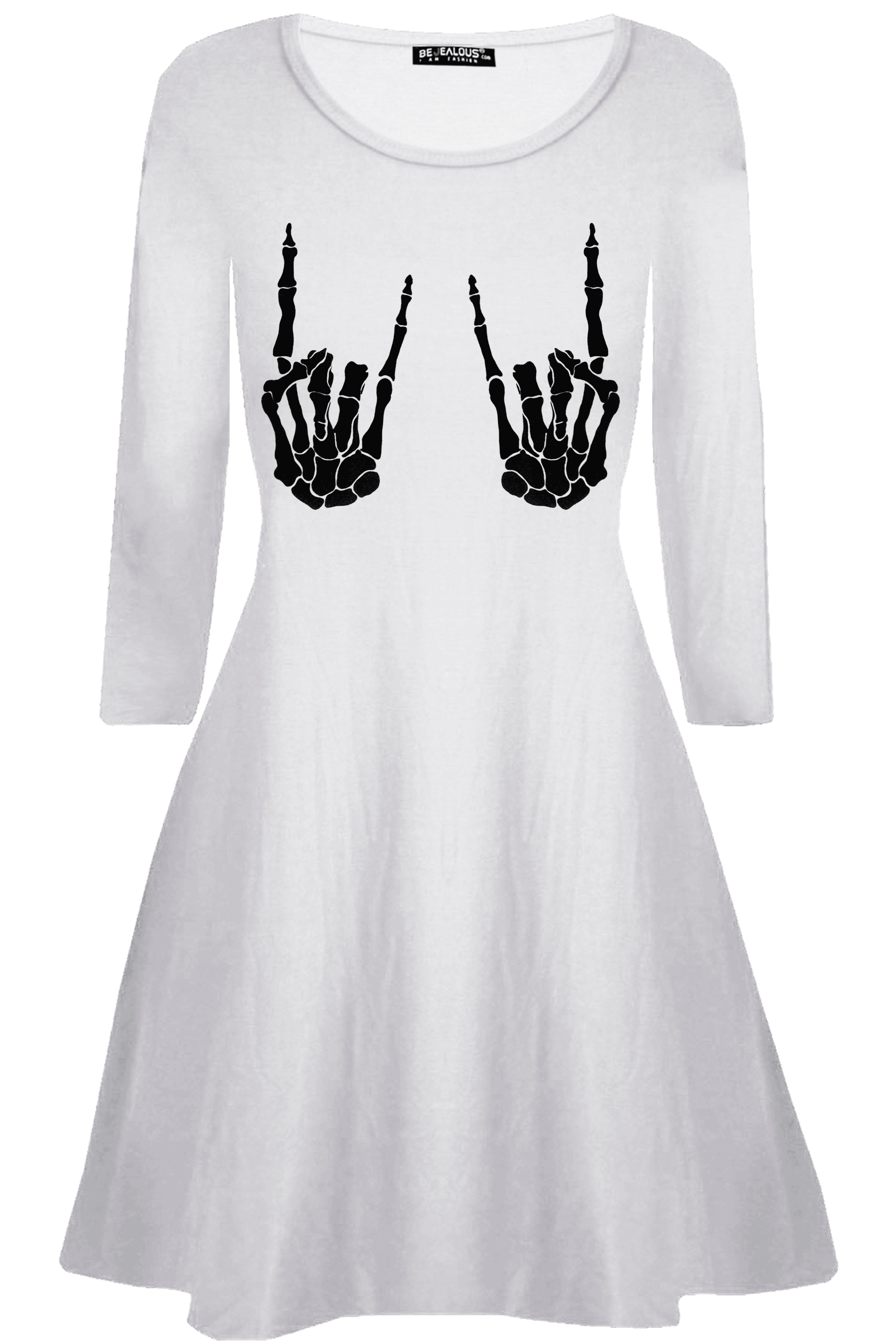Long Sleeve Skeleton Swing Dress - bejealous-com