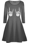 Long Sleeve Skeleton Swing Dress - bejealous-com