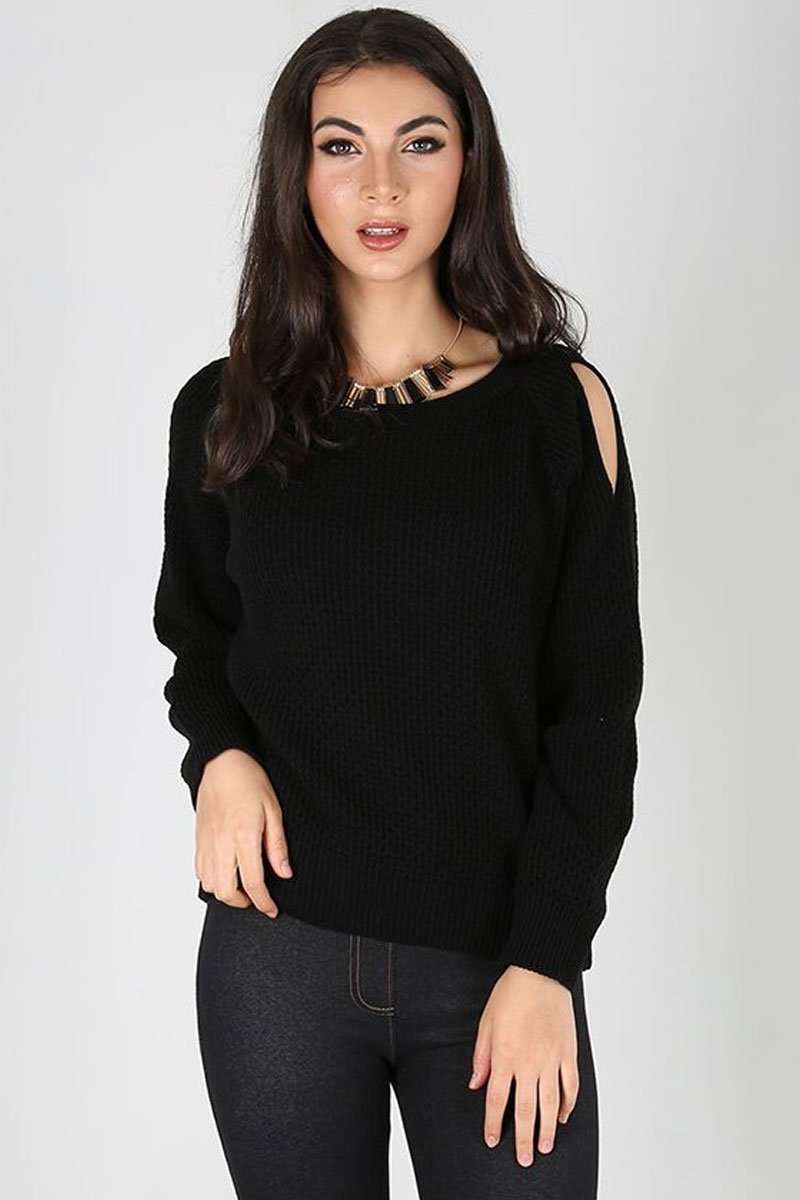 Lorena Cold Shoulder Knitted Jumper - bejealous-com