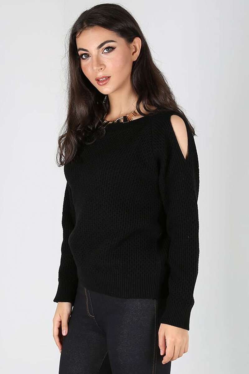 Lorena Cold Shoulder Knitted Jumper - bejealous-com